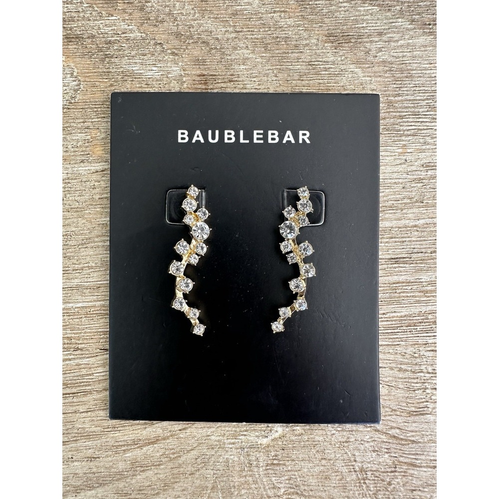 NWT‎ BAUBLEBAR Rhinestone  Gold Tone EAR CRAWLERS Earrings  SPARKLY